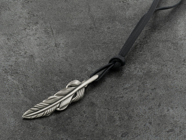 Baroque Feather Pendant in Sterling Silver