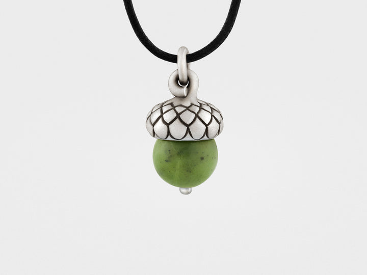 Acorn Pendant with Green Jade