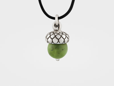 Acorn Pendant with Green Jade