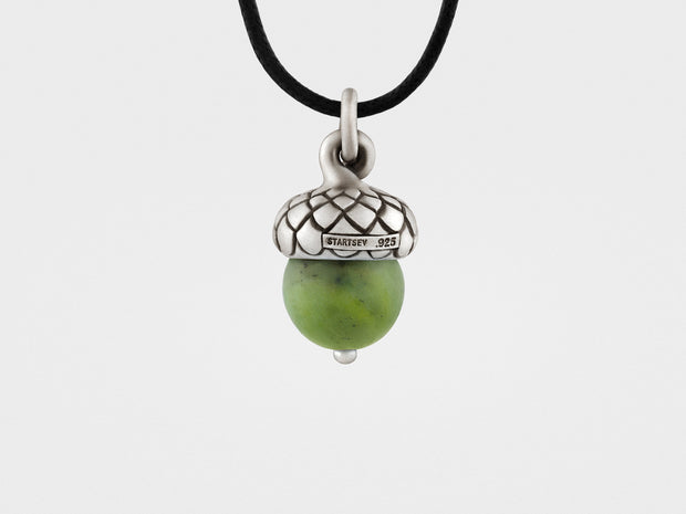 Acorn Pendant with Green Jade