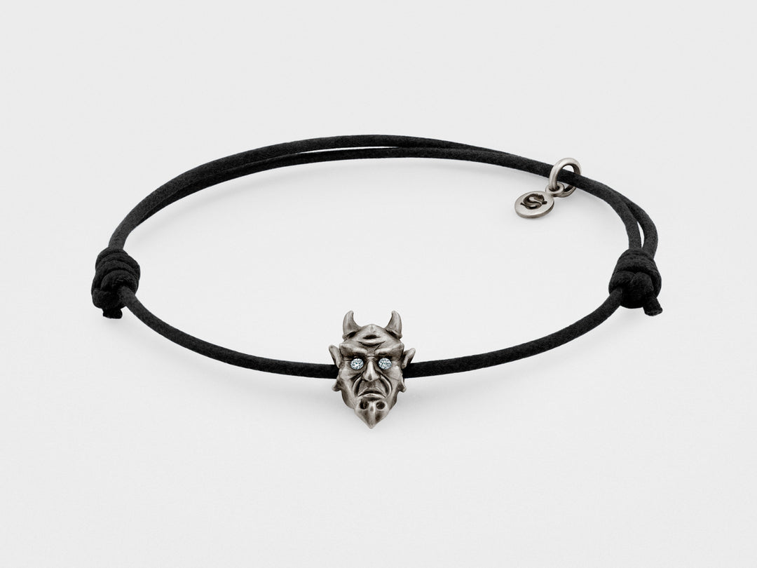 Devil Bracelet in Oxidized Silver with Diamond or Ruby Eyes