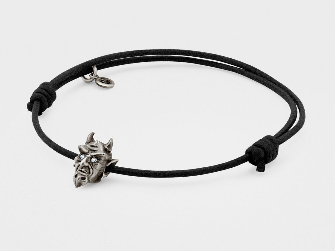 Devil Bracelet in Oxidized Silver with Diamond or Ruby Eyes