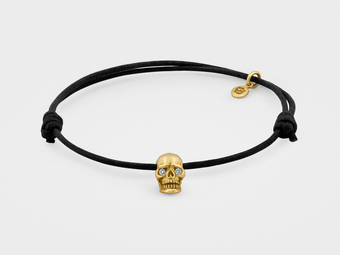 Skull Bracelet in 18kt Yellow Gold with Diamond Eyes