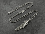 Baroque Feather Pendant in Sterling Silver