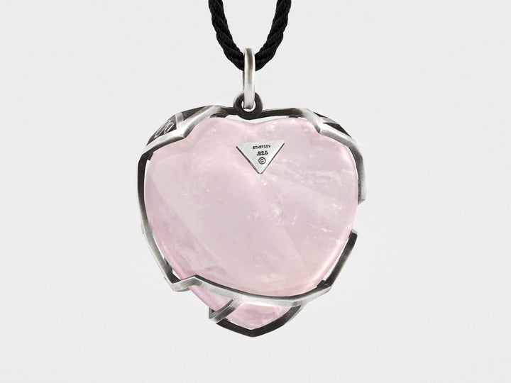 Caged Heart Pendant Necklace with Rose Quartz