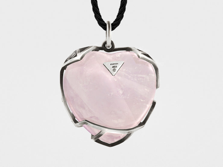 Caged Heart Pendant Necklace with Rose Quartz
