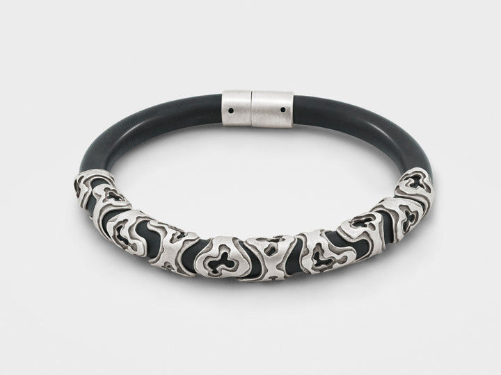 Camo Armor Cord Bracelet in Silver