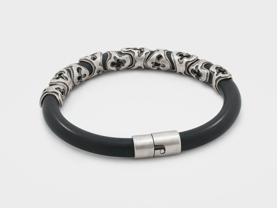 Camo Armor Cord Bracelet in Silver