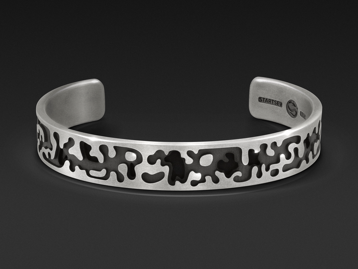 Camo Cuff Bracelet in Sterling Silver