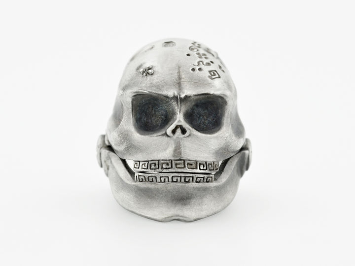 Skull Ring with Moving Jaw in Sterling Silver