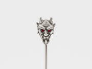 Devil Lapel Pin in Oxidized Silver with Ruby or Diamond Eyes