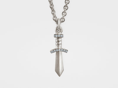 Gladiator Sword Pendant in Sterling Silver with Diamonds