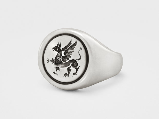 Griffin Signet Ring in Sterling Silver