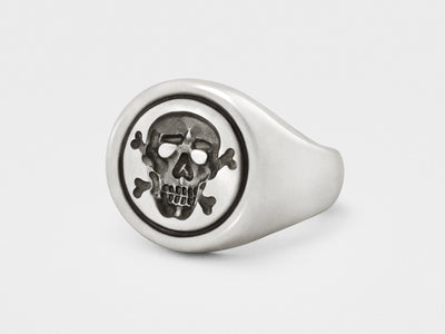 Jolly Roger Skull and Bones Signet Ring