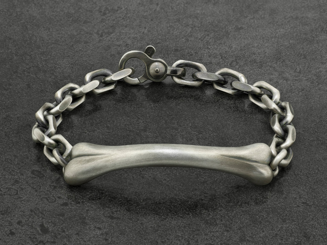 Large Bone Bracelet in Sterling Silver