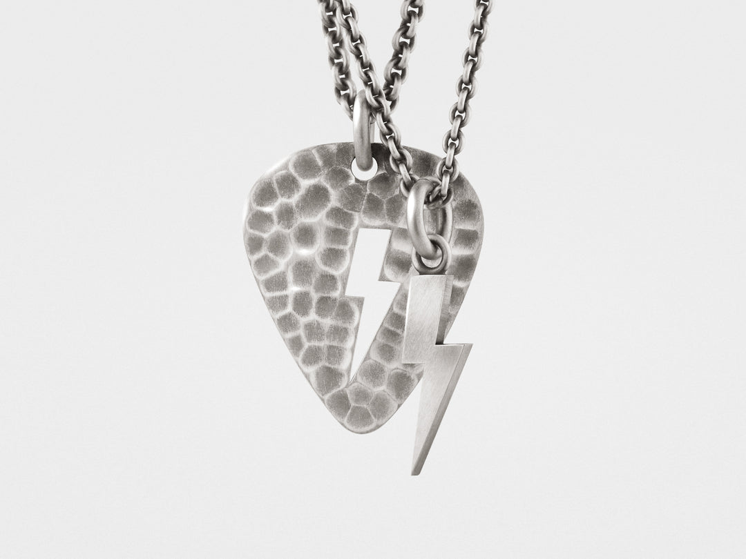 Lightning Bolt Plectrum (Guitar Pick) Layered Necklace