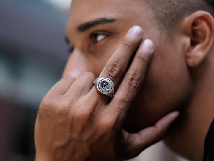 Bull Skull Signet Ring in Sterling Silver