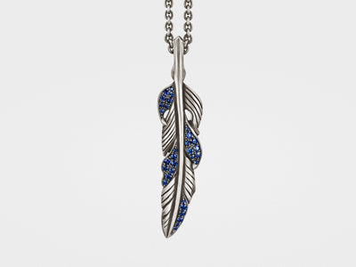 Feather Pendant with Blue Sapphires