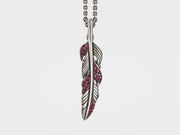 Feather Pendant with Rubies