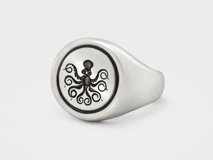 Octopus Signet Ring in Sterling Silver