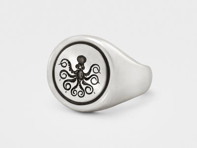 Octopus Signet Ring in Sterling Silver