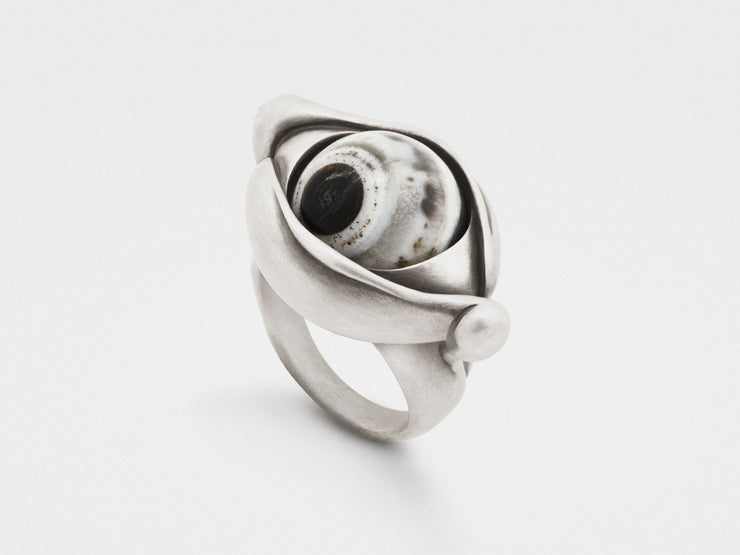 Rotating Eye Ring in Sterling Silver with Indian Agate
