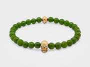 Skull Bracelet in 18K Gold with Diamond Eyes and Green Jade