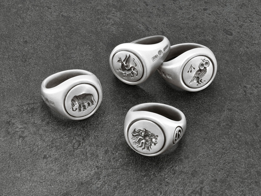 Bull Skull Signet Ring in Sterling Silver