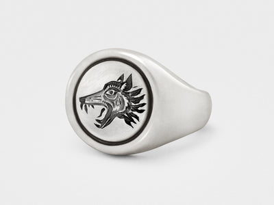 Wolf Signet Ring in Sterling Silver