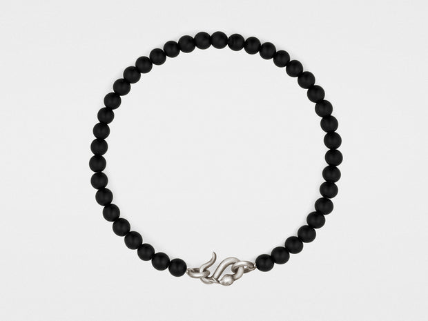 Snake Clasp Bracelet in Sterling Silver with Black Onyx