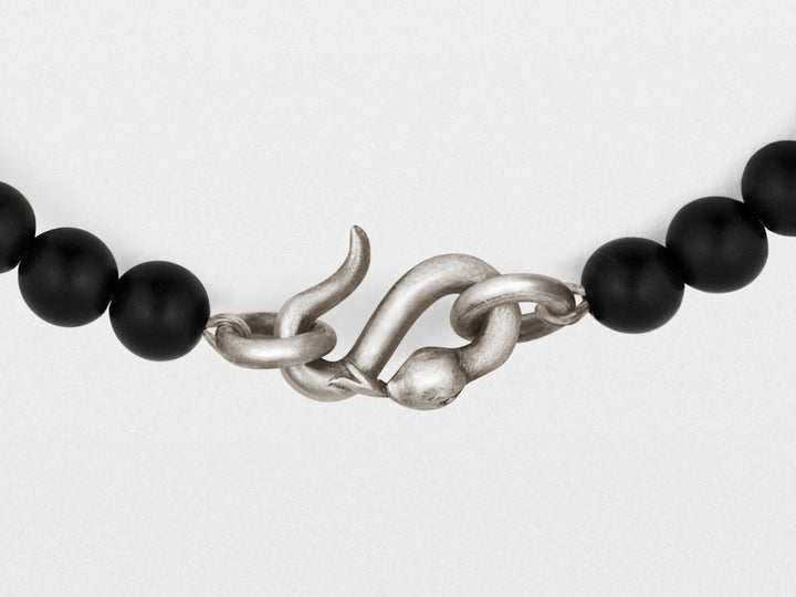Snake Clasp Bracelet in Sterling Silver with Black Onyx