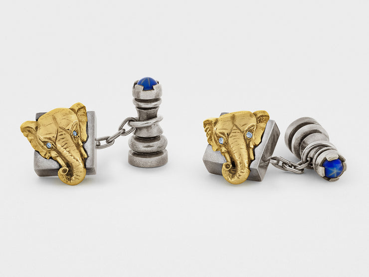 Chess Cufflinks in Sterling Silver, 18K Gold with Diamonds and Gemstones