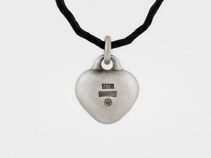 Framed Black Stone Heart Pendant in Sterling Silver