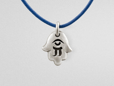"Hamsa" Hand Pendant Amulet in Oxidized Sterling Silver