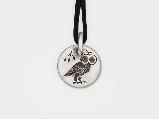 Owl Charm Pendant in Sterling Silver