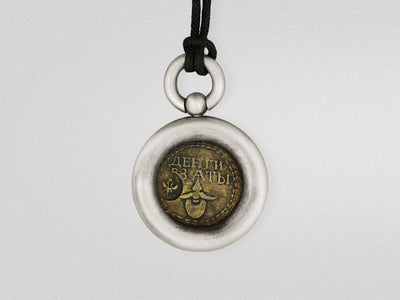 Russian Beard Tax Token Pendant in Sterling Silver and Brass