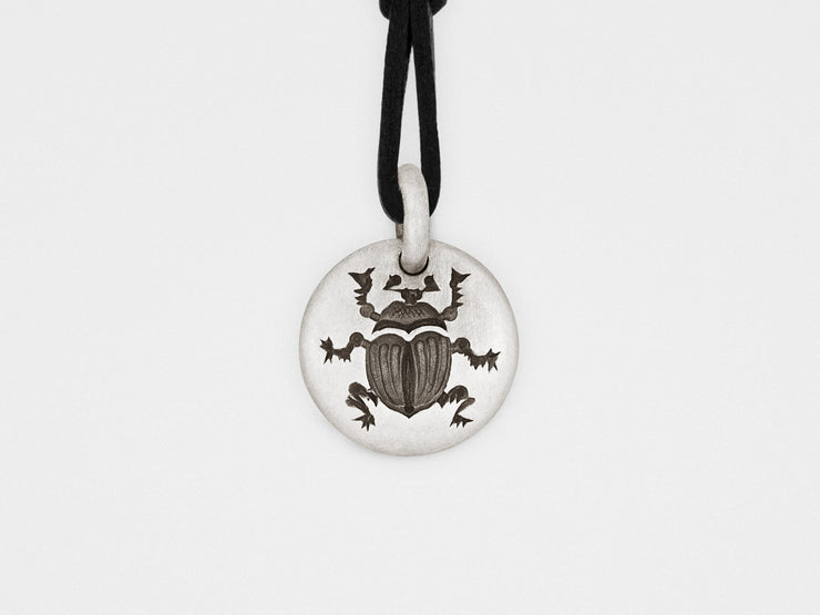 Scarab Beetle Charm Pendant in Sterling Silver