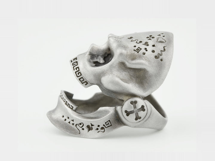 Skull Ring with Hinged Jaw in Sterling Silver