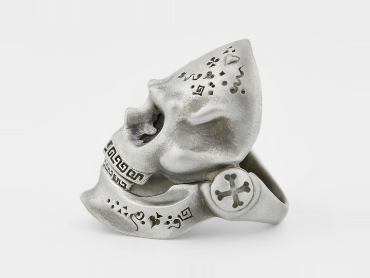 Skull Ring with Hinged Jaw in Sterling Silver