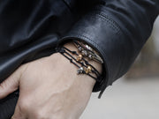 Skull Bracelet in Oxidized Silver with Diamond Eyes