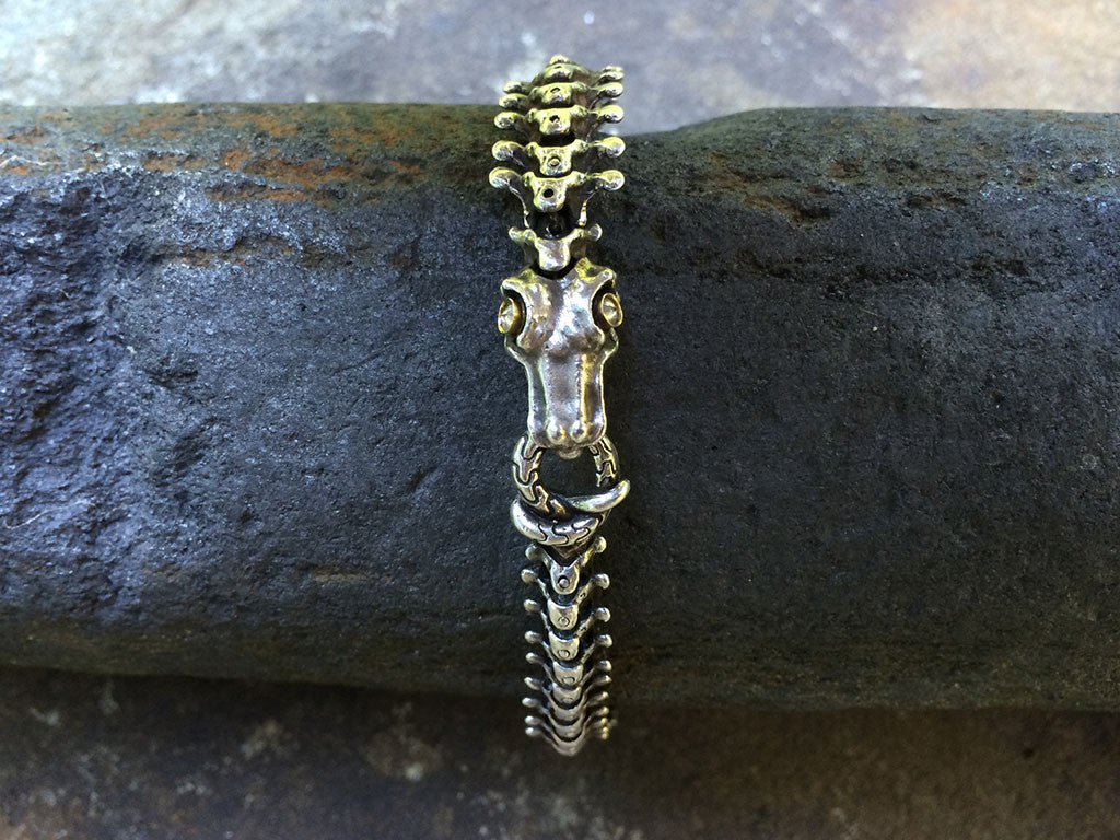 Snake Bones Bracelet in Sterling Silver and 18KT Gold with Diamonds