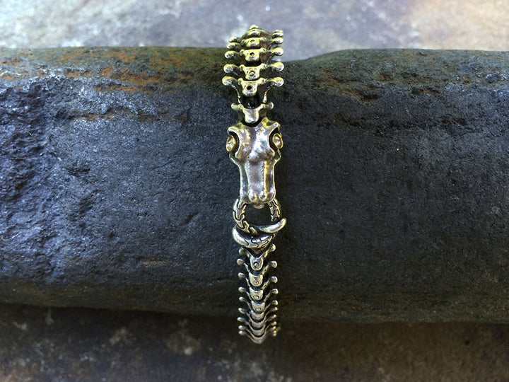 Snake Bones Bracelet in Sterling Silver and 18KT Gold with Diamonds