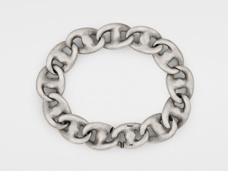 Wave Link Chain Bracelet in Sterling Silver
