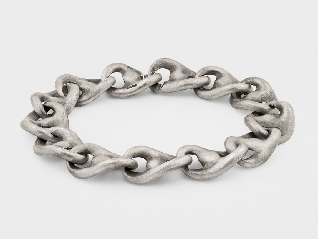 Wave Link Chain Bracelet in Sterling Silver