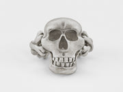 Skull and Crossbones Ring with Hinged Jaw