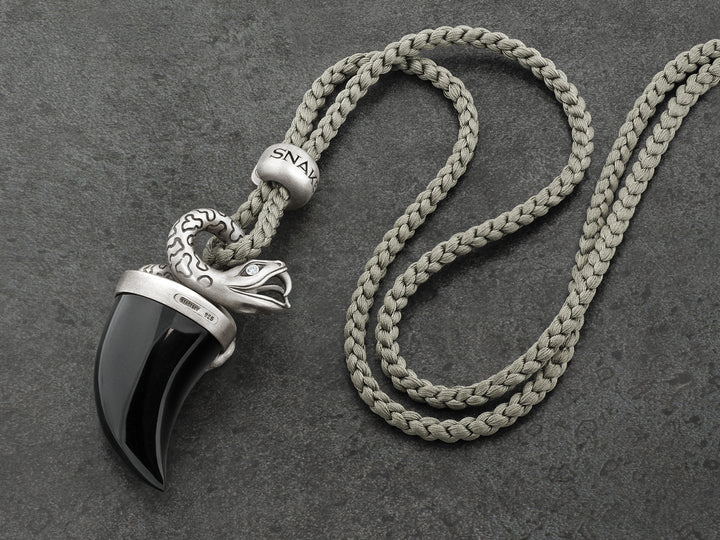 Snake Pendant Necklace with Black Onyx Tusk