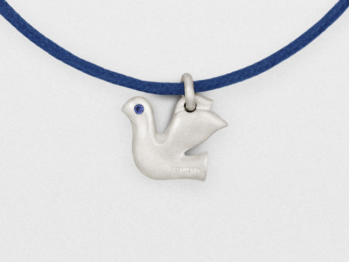 Dove Charm Bracelet in Sterling Silver with Blue Sapphires