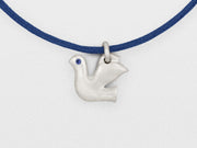 Dove Charm Bracelet in Sterling Silver with Blue Sapphires