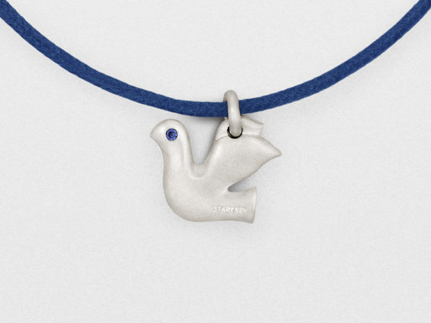 Dove Charm Bracelet in Sterling Silver with Blue Sapphires