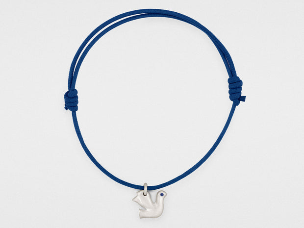 Dove Charm Bracelet in Sterling Silver with Blue Sapphires